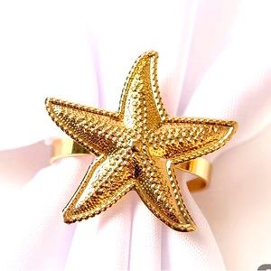 24 Golden Marine Life Starfish Napkin Ring